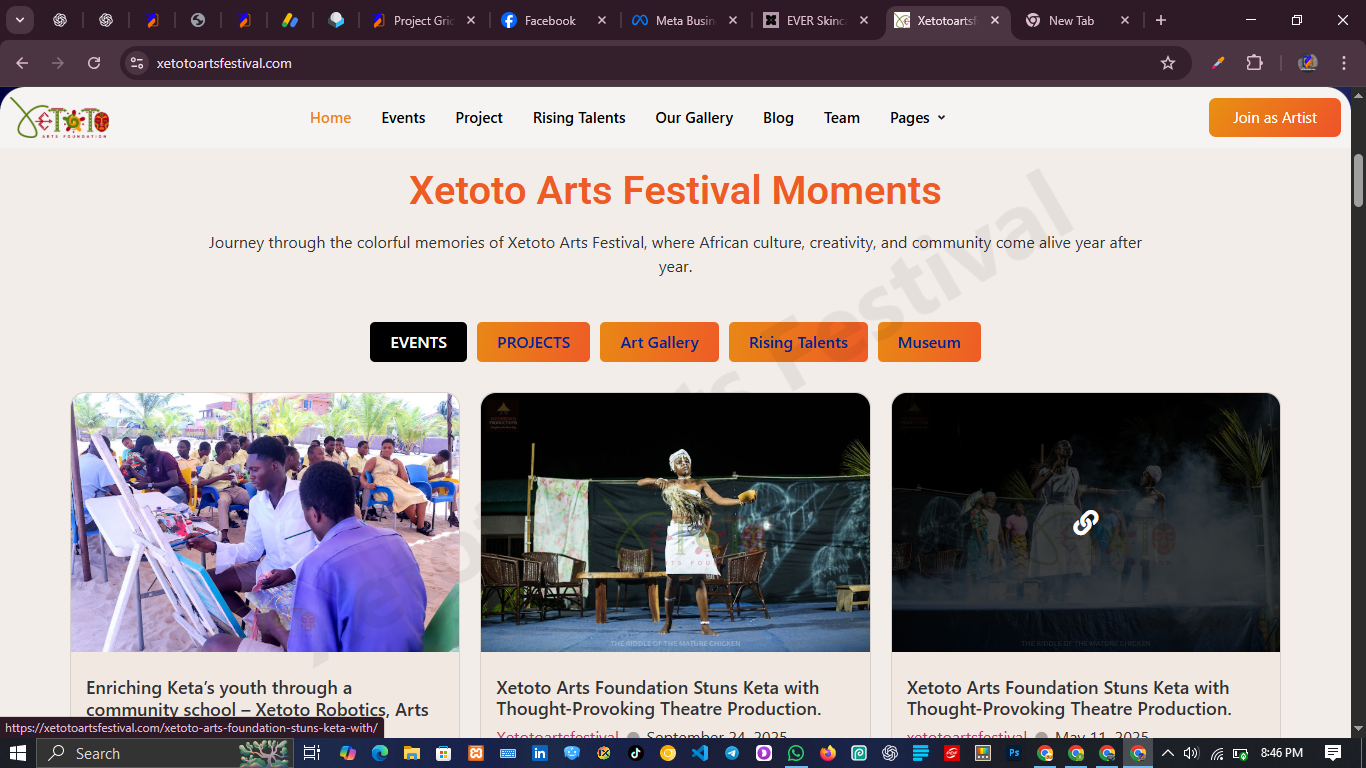 Festival & Events Web Design – Xetoto Arts Festival
