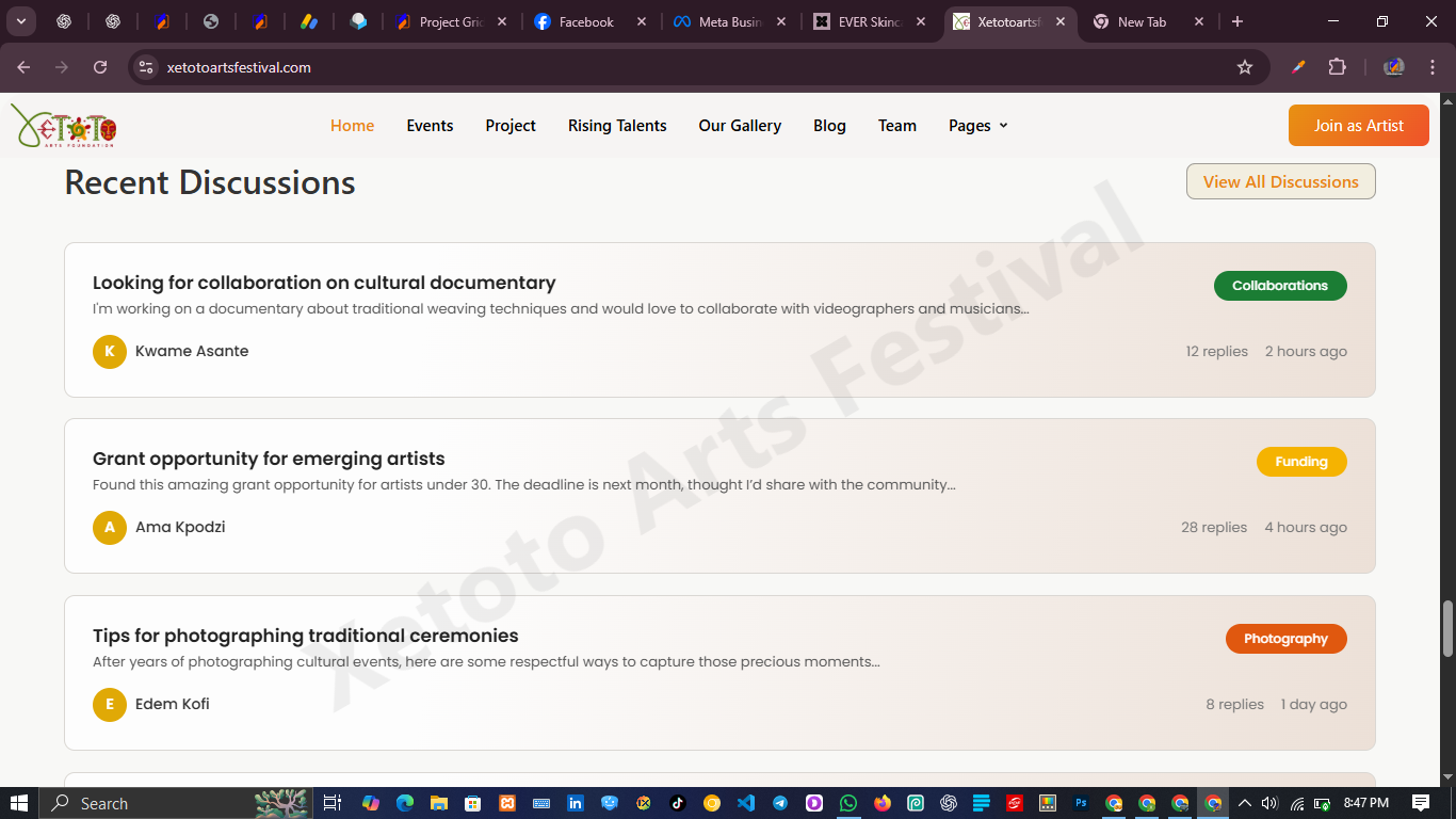 Festival & Events Web Design – Xetoto Arts Festival