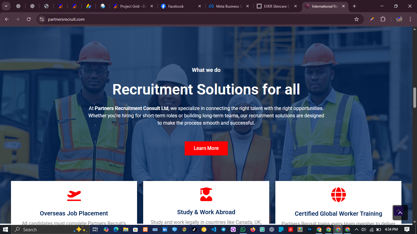 Recruitment Agency Web Design – Partners Recruit
